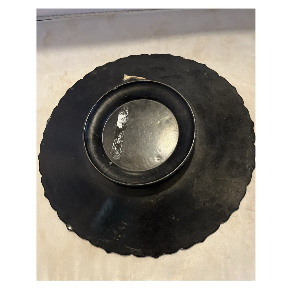 Antique Chinese decorated lacquered footed Wooden plate Mid 19th century - Picture 8 of 8